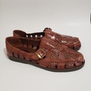 Sunset Sandals Men’s Size 12 Brown Woven Leather Huarache Sandals Casual Comfort